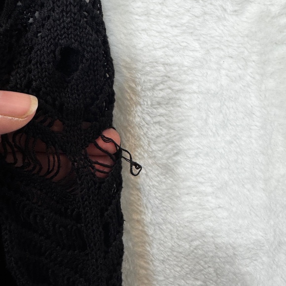 Divided H&M Cardigan Womens Size XS Black Open Knit Crochet Goth Boho - Picture 5 of 9
